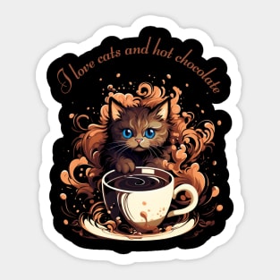 I Love Cats And Hot Chocolate Sticker